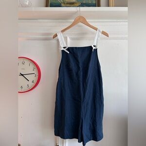 Free People Navy Blue Romper with White Straps